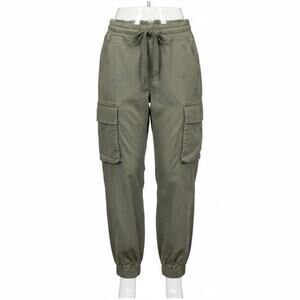 Pilcro Anthropology Ditsy Embroidered Olive Green Drawstring Cargo Pants Small